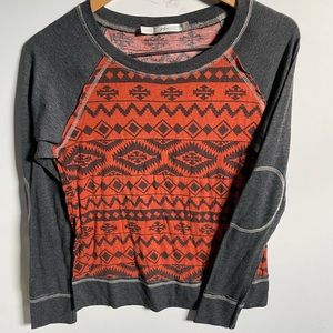 Gibson Aztec Print Gray Orange Long Sleeve Womens Size Medium